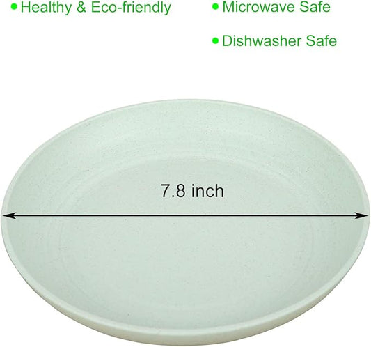 7.8 Inches Unbreakable Wheat Straw Plates - Reusable Plate Set - Dishwasher & Microwave Safe