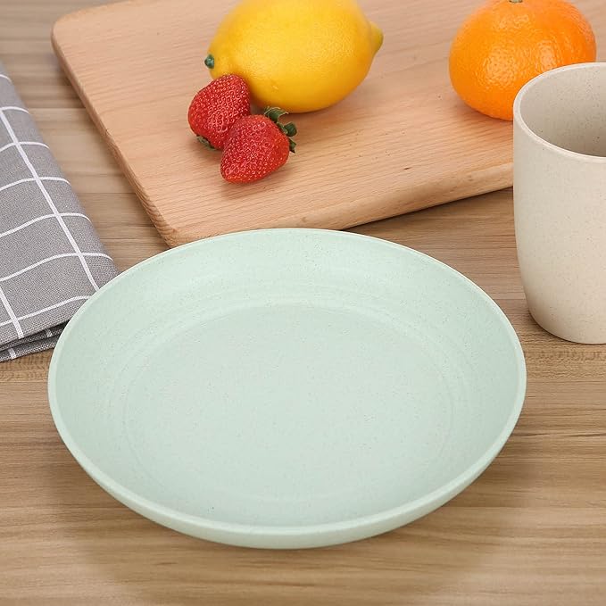 7.8 Inches Unbreakable Wheat Straw Plates - Reusable Plate Set - Dishwasher & Microwave Safe