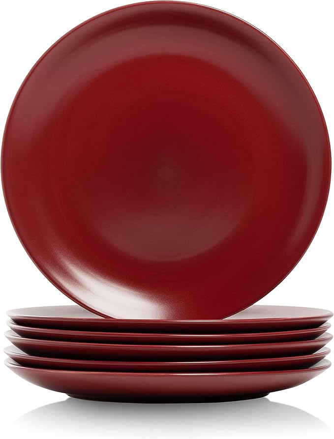 10 Strawberry Street  Matte 10.5" Coupe Dinner Plate  Set of 6  Red