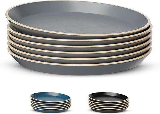 Salad Plates, Ceramic Round Dishes for Appetizers and Desserts  Set of 6  Slate Grey