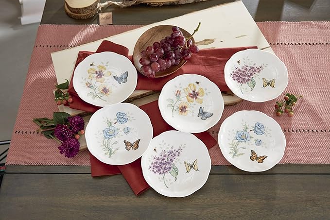 Butterfly Meadow 6-Piece Tidbit Plate Set  White  3.05 LB